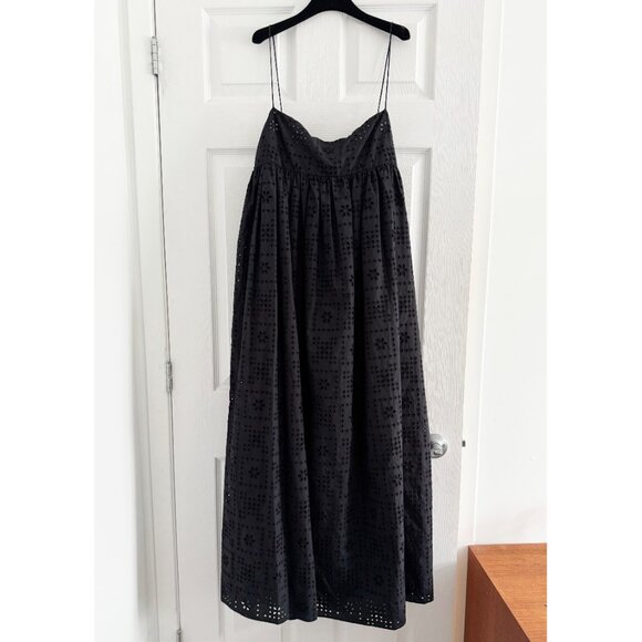 Matteau Broderie-anglaise Organic-cotton Poplin Dress in Black, size "5" - Picture 5 of 10